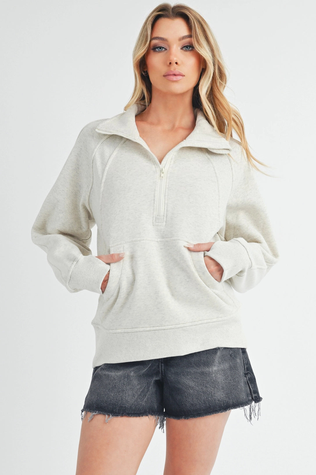 Lena Long Funnel Neck Half Zip