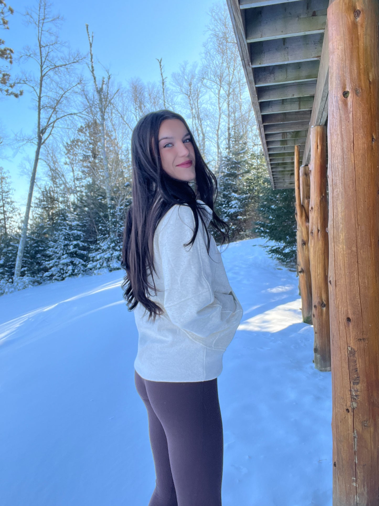 Lena Long Funnel Neck Half Zip