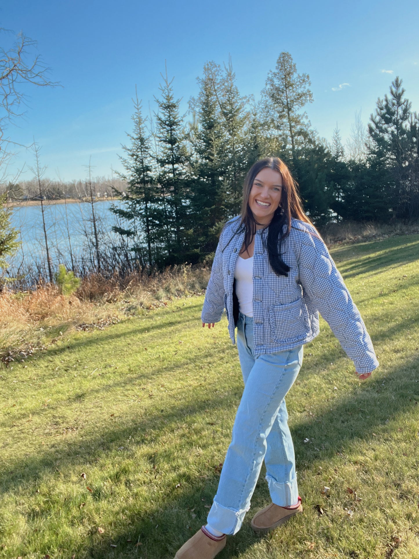 Stella Plaid Padded Ruffled Pocket Jacket